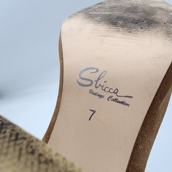 Fall Sbicca Womens Brown Tan Stacked Slingback Open Toe Suede Booties Sz 7 - Picture 9 of 14